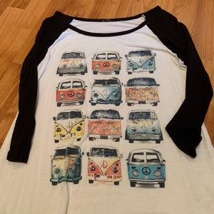 Baseball style 3/4 sleeve shirt Volkswagen print